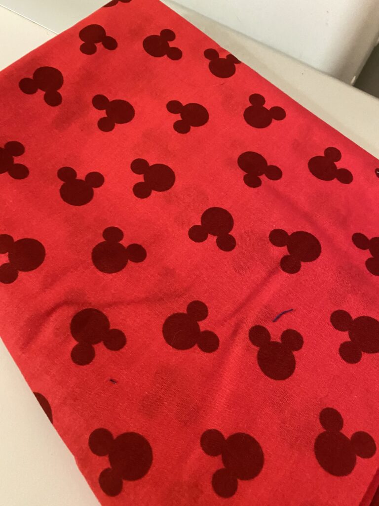 red mickey mouse head fabric